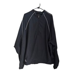 Adidas Men's Black Windbreaker with White Accents Size 2XL